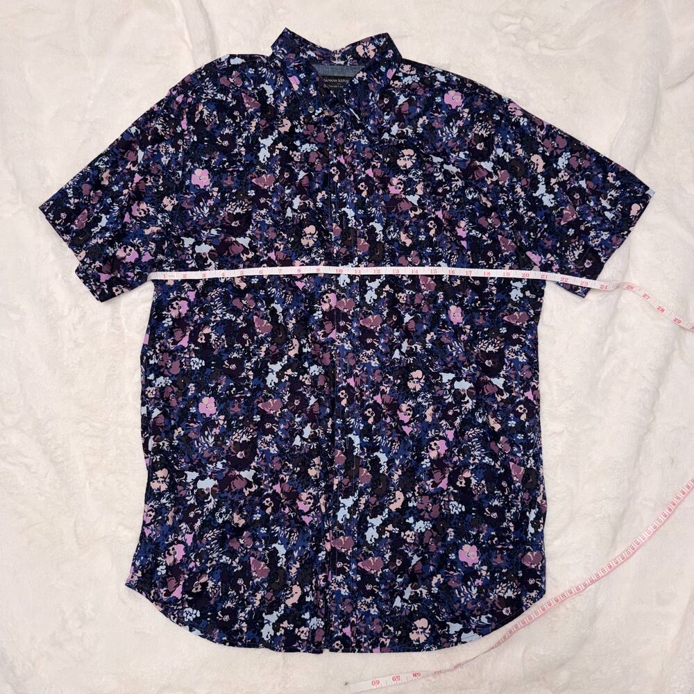 Banana Republic Floral Button Down Shirt Men Purple Blue Cotton Size Large - Picture 7 of 10